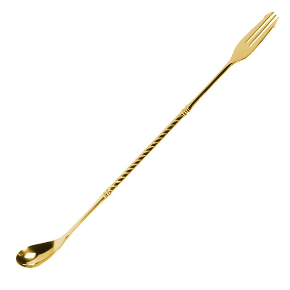 Yukiwa barsked med gaffel, 31,5cm, guld