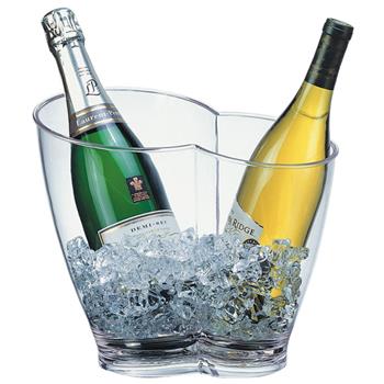Vin / champagnekylare i plast, transparent, plats för 2 flaskor, 30,5/21,5cm, höjd: 26cm