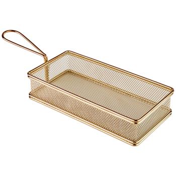 Mini Fritöskorg, 21,5x10,5 cm, rektangulär, Guldfärgad, Rostfritt